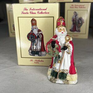 The International Santa Claus Collection St. Nicholas Figurine Austria 1995 Box